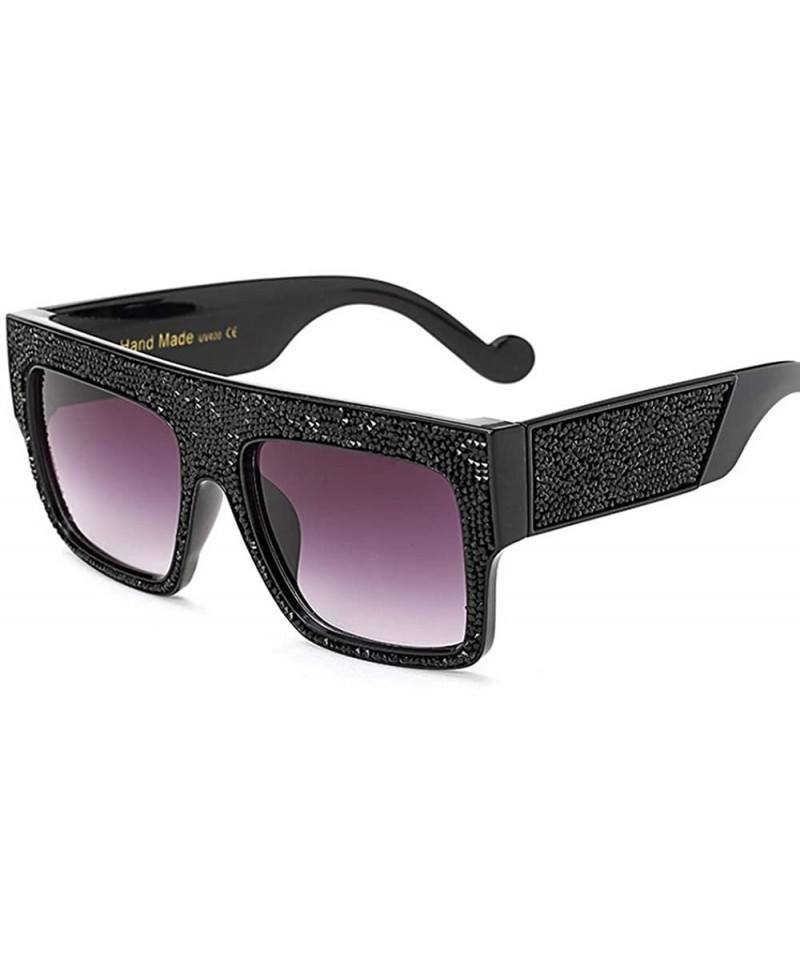 Rimless Fashion Reinestone Sunglasses Women Brand Designer Vintage Men Crystal 997254Y - Gloss Black - C1184XUHY7Y $26.76