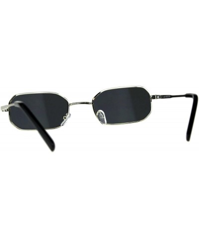 Rectangular Rectangular Heptagon Shape Sunglasses Small Indie Fashion Shades UV 400 - Silver (Black) - CN18GG7O4D4 $11.38