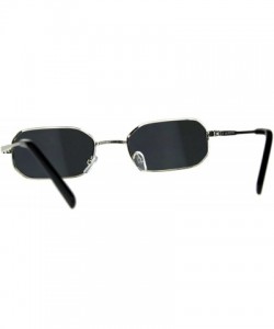 Rectangular Rectangular Heptagon Shape Sunglasses Small Indie Fashion Shades UV 400 - Silver (Black) - CN18GG7O4D4 $11.38