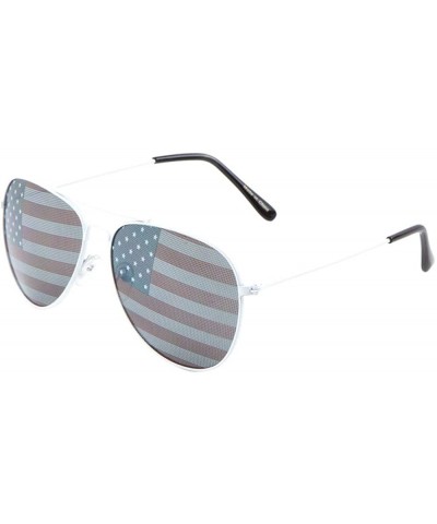 Aviator Color Frame USA Flag Classic Aviator Sunglasses - White - CH199ON4RU3 $14.79