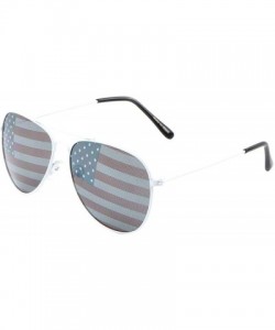 Aviator Color Frame USA Flag Classic Aviator Sunglasses - White - CH199ON4RU3 $14.79