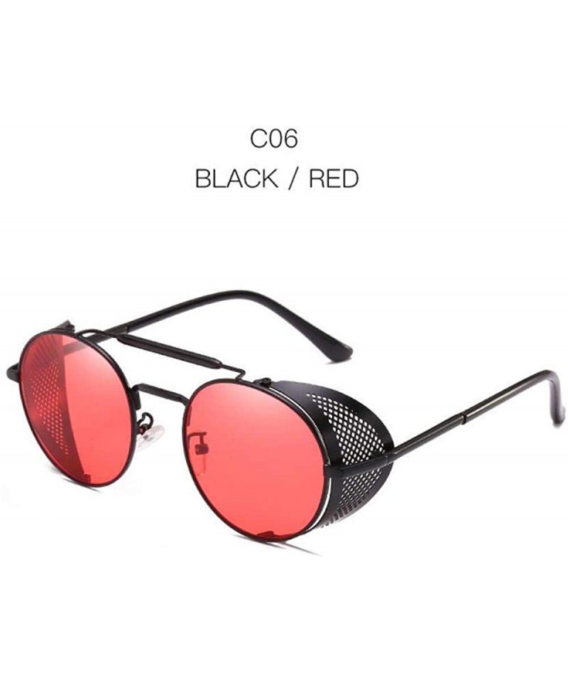 Aviator Vintage Steampunk Sunglasses Men Women Alloy Metal Frame Black Black - Black Red - C318XGDK604 $8.54