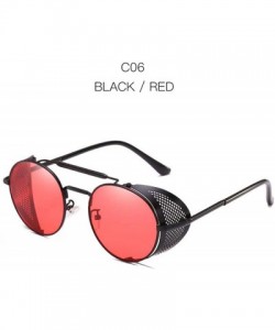 Aviator Vintage Steampunk Sunglasses Men Women Alloy Metal Frame Black Black - Black Red - C318XGDK604 $8.54