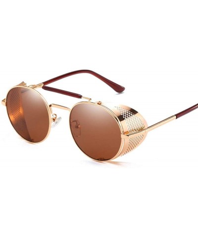 Aviator Vintage Steampunk Sunglasses Men Women Alloy Metal Frame Black Black - Black Red - C318XGDK604 $8.54