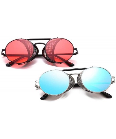 Aviator Vintage Steampunk Sunglasses Men Women Alloy Metal Frame Black Black - Black Red - C318XGDK604 $8.54