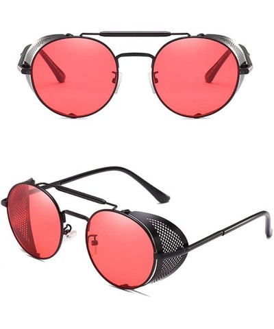 Aviator Vintage Steampunk Sunglasses Men Women Alloy Metal Frame Black Black - Black Red - C318XGDK604 $8.54