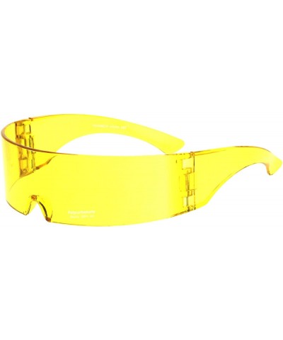 Wrap Futuristic Robotic Daft Punk Monoblock Shield Wrap Sunglasses Translucent - Yellow - CS18SGOIGDL $22.28