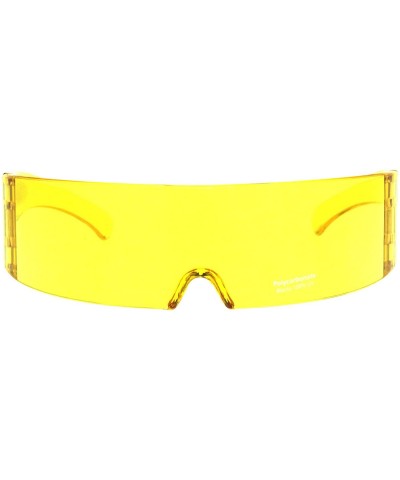 Wrap Futuristic Robotic Daft Punk Monoblock Shield Wrap Sunglasses Translucent - Yellow - CS18SGOIGDL $7.96
