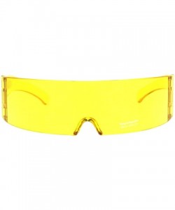 Wrap Futuristic Robotic Daft Punk Monoblock Shield Wrap Sunglasses Translucent - Yellow - CS18SGOIGDL $7.96