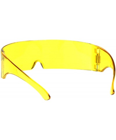 Wrap Futuristic Robotic Daft Punk Monoblock Shield Wrap Sunglasses Translucent - Yellow - CS18SGOIGDL $7.96
