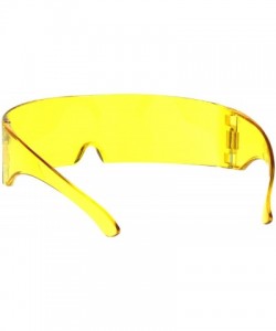 Wrap Futuristic Robotic Daft Punk Monoblock Shield Wrap Sunglasses Translucent - Yellow - CS18SGOIGDL $7.96