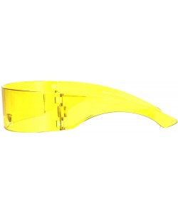 Wrap Futuristic Robotic Daft Punk Monoblock Shield Wrap Sunglasses Translucent - Yellow - CS18SGOIGDL $7.96