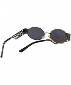 Rectangular Men's and women's Fashion Resin lens Oval Frame Retro Sunglasses UV400 - Brown Gray - CR18NE3XAX7 $9.54