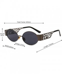 Rectangular Men's and women's Fashion Resin lens Oval Frame Retro Sunglasses UV400 - Brown Gray - CR18NE3XAX7 $9.54