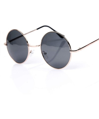 Round Vintage Round Gold Sunglasses Female Male Black Mirror Eyewear Sun Glasses Women Men Brand Designer UV400 - CP197Y7M9IQ...