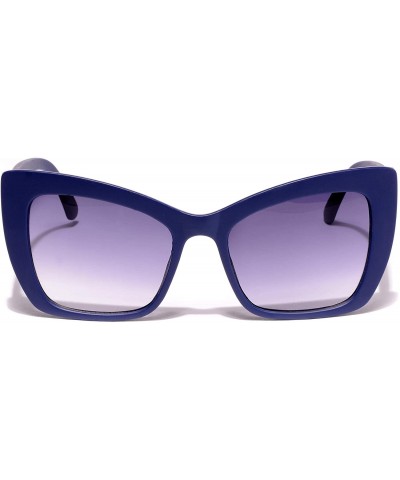Semi-rimless Women's Oval Sunglasses Plastic Frame - Blue - C518WLHOY07 $21.91