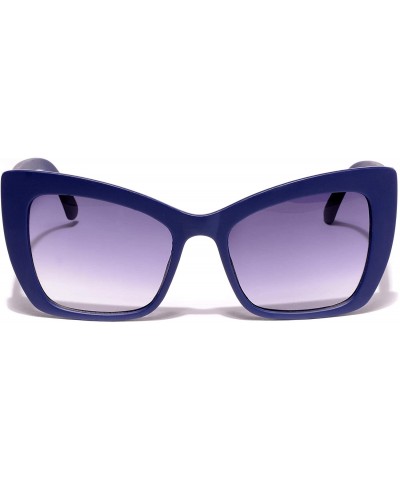 Semi-rimless Women's Oval Sunglasses Plastic Frame - Blue - C518WLHOY07 $9.15