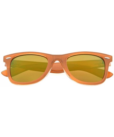 Rectangular Classic 80's Vintage Polarized Sunglasses - Brown/Gold Mirror - CD12J230U57 $25.29