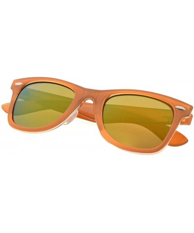 Rectangular Classic 80's Vintage Polarized Sunglasses - Brown/Gold Mirror - CD12J230U57 $10.96