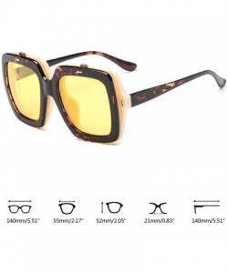 Oversized Oversized Square Flip Up Sun Glasses Vintage Retro Double Lens Style Shades 2018 (B) - B - CC18COCEC67 $17.12