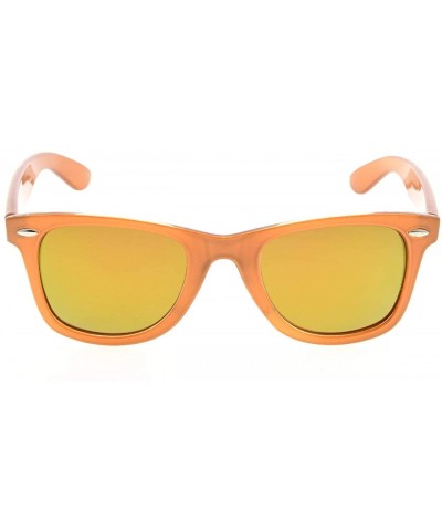 Rectangular Classic 80's Vintage Polarized Sunglasses - Brown/Gold Mirror - CD12J230U57 $10.96