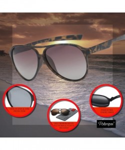 Oversized Classic Unisex Polarized Ultra Lightweight Flexible Aviator Sunglasses (Matte Black - Polarized Lava Red - 56) - C2...