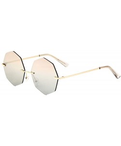 Rimless Oceanic Color Rimless Polygon Sunglasses - Pink Grey - CE197A629Z3 $15.02