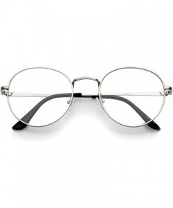 Round Classic Slim Metal Frame Clear Flat Lens Round Eyeglasses 52mm - Silver / Clear - CH12O5UJ8L9 $10.94