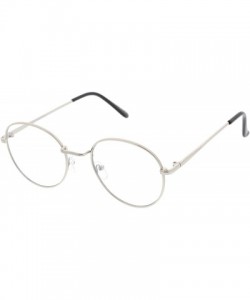 Round Classic Slim Metal Frame Clear Flat Lens Round Eyeglasses 52mm - Silver / Clear - CH12O5UJ8L9 $10.94