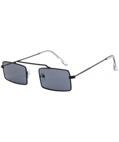 Square Slender Square Sunglasses Retro Small Rectangle Metal Frame UV Protection - G - CS190N0AD5A $10.06