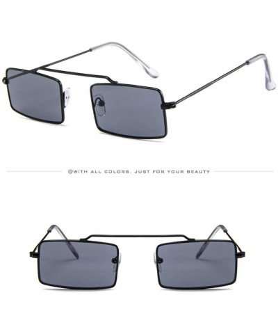 Square Slender Square Sunglasses Retro Small Rectangle Metal Frame UV Protection - G - CS190N0AD5A $10.06