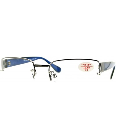 Rectangular Clear Lens Glasses With Bifocal Reading Lens Half Rim Rectangular - Gunmetal Blue - CQ12FCLAYDP $9.30