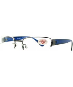 Rectangular Clear Lens Glasses With Bifocal Reading Lens Half Rim Rectangular - Gunmetal Blue - CQ12FCLAYDP $9.30