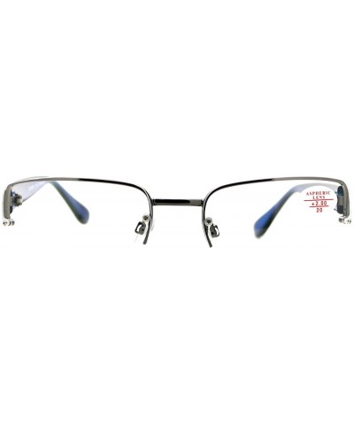 Rectangular Clear Lens Glasses With Bifocal Reading Lens Half Rim Rectangular - Gunmetal Blue - CQ12FCLAYDP $9.30