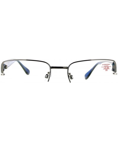 Rectangular Clear Lens Glasses With Bifocal Reading Lens Half Rim Rectangular - Gunmetal Blue - CQ12FCLAYDP $9.30