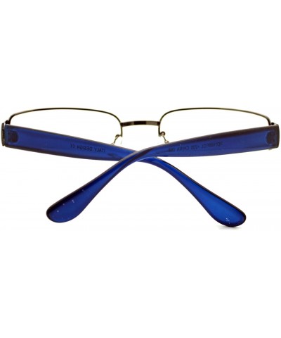 Rectangular Clear Lens Glasses With Bifocal Reading Lens Half Rim Rectangular - Gunmetal Blue - CQ12FCLAYDP $9.30