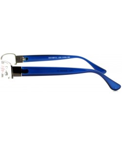 Rectangular Clear Lens Glasses With Bifocal Reading Lens Half Rim Rectangular - Gunmetal Blue - CQ12FCLAYDP $9.30