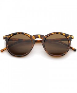Round Retro Horn Rimmed Keyhole Nose Bridge P3 Round Sunglasses 49mm - Shiny Orange-tortoise / Brown - CB12N1B24CT $20.52