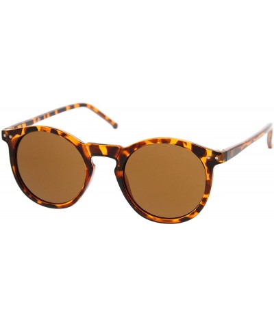 Round Retro Horn Rimmed Keyhole Nose Bridge P3 Round Sunglasses 49mm - Shiny Orange-tortoise / Brown - CB12N1B24CT $20.52