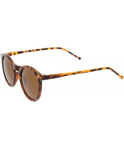 Round Retro Horn Rimmed Keyhole Nose Bridge P3 Round Sunglasses 49mm - Shiny Orange-tortoise / Brown - CB12N1B24CT $20.52