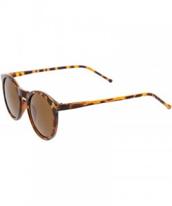 Round Retro Horn Rimmed Keyhole Nose Bridge P3 Round Sunglasses 49mm - Shiny Orange-tortoise / Brown - CB12N1B24CT $20.52