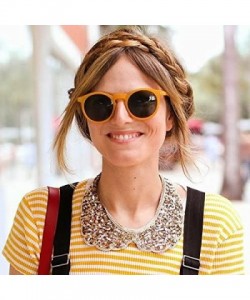 Round Retro Horn Rimmed Keyhole Nose Bridge P3 Round Sunglasses 49mm - Shiny Orange-tortoise / Brown - CB12N1B24CT $8.83