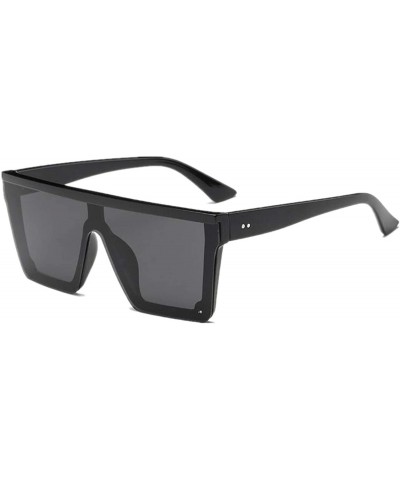 Wrap Male Flat Top Sunglasses Men Black Square Shades UV400 Gradient Sun Glasses Cool One Piece Designer - Black - CQ199CND28...