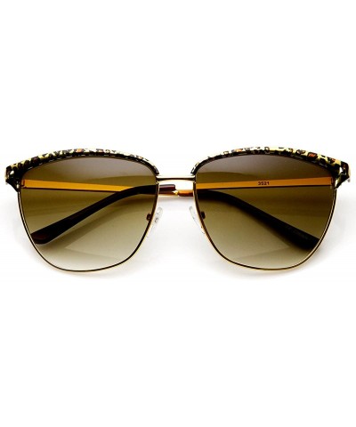 Wayfarer Womens Fashion Full Metal Frame Animal Print Horn Rimmed Sunglasses (Gold-Leopard Amber) - CA11MV62QCN $9.80