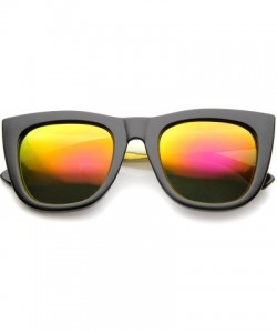 Wayfarer High Fashion Alligator Metal Temple Mirrored Lens Flat Top Sunglasses - Black-gold / Magenta Mirror - CO12G0JF61T $7.73