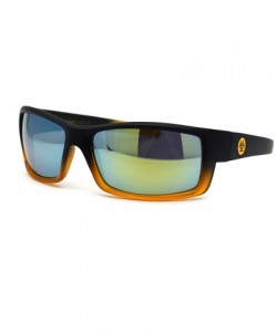 Rectangular Retro 90s Squared Rectangular Gangster Sunglasses - Matte Black Yellow Mirror - CX195EE54TU $12.48