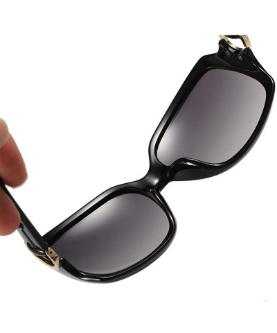 Oval Polarized Sunglasses of Women's Antiglare Anti-ultraviolet Fishing Driving Glasses Classical Large Frame - Black - CI18W...