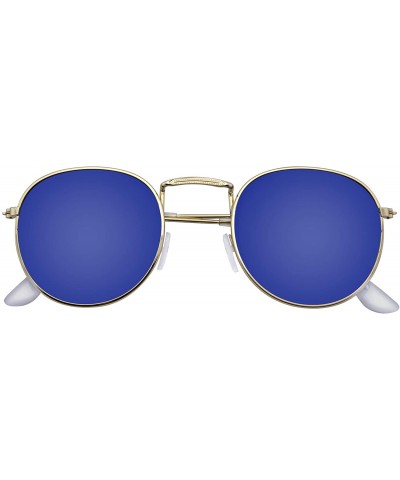 Round Fashion Round Sunglasses Men Women's Vintage Retro Mirror Glasses - Blue - C218TWDGHID $11.21