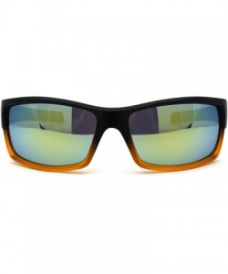 Rectangular Retro 90s Squared Rectangular Gangster Sunglasses - Matte Black Yellow Mirror - CX195EE54TU $12.48