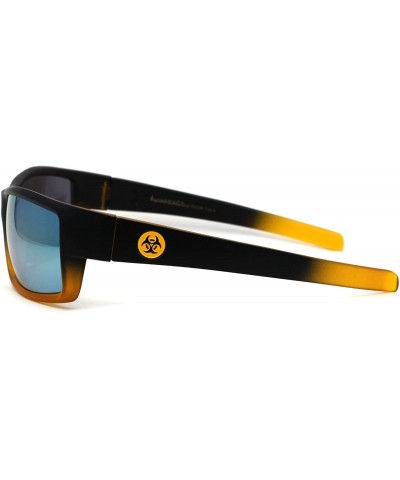 Rectangular Retro 90s Squared Rectangular Gangster Sunglasses - Matte Black Yellow Mirror - CX195EE54TU $12.48